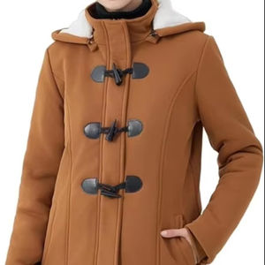 <b>Womens</b> Hooded Fleece <b>Winter</b> Coat Horn Button Thicken <b>Warm</b> <b>Jacket</b> with Pockets Fashion Outerwear - Product Image 1