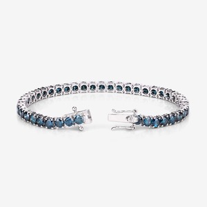 Diamant rond taille brillant cultivé en laboratoire de couleur bleue avec bracelet de tennis en or 14 carats avec clarté VS avec produit de qualité supérieure - Product Image 2