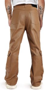 Pantalon Cargo en Faux Cuir pour Hommes Bas de Cloche Évasée avec Poches pour Hommes Pantalon de Fête des Années 70 Bouton et Fermeture à Glissière avec 6 Poches - Product Image 2