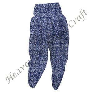 Pantalon de nuit d'été en coton léger pour femmes, pantalon Patiala, imprimé fleuri fait à la main, taille élastique, tenue de salon, pyjama - Product Image 1