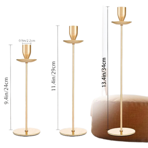 เชิงเทียนโลหะสีทองรอยัลทันสมัยที่วางเทียนแบบยาวและเรียวพร้อมถาดขี้ผึ้งขายดีสำหรับโอกาสคริสต์มาส - Product Image 2