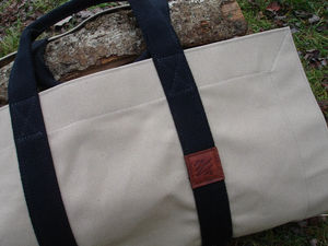Large <b>Canvas</b> Luxury Firewood Carrier Bag Indoor Storage Tote with Fire Place Log Holders for Premium <b>Wood</b> Carrying - Product Image 4