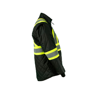 Men's Hi Vis Reflective Safety <b>Jacket</b> Polyester Workwear with Yellow <b>Silver</b> Stripes Quilted Design - Product Image 2