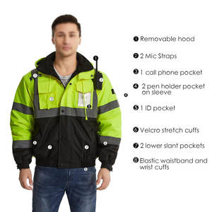 เสื้อแจ็กเก็ตกันน้ำแขนยาว Hi VIS สำหรับผู้ชายชุดทำงานแบบสะท้อนแสงปรับแต่งโลโก้ได้ - Product Image 3