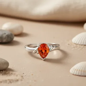 Anillo de Compromiso con Circonita Cúbica en Forma de Corazón, Chapado en Plata 925, para Mujer, Piedra de Nacimiento de Octubre, Estilo Romántico - Product Image 1