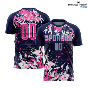 ชุดเสื้อฟุตบอลสีขาว-น้ำเงินชุดเสื้อฟุตบอลตัดผ้าสำหรับนักกีฬาตัดเย็บสวยงาม - Product Image 6