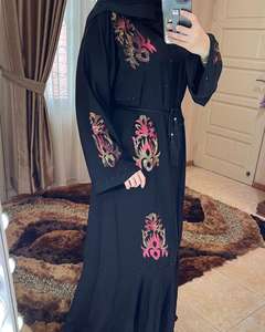 2022 dubaï Abaya traditionnelle musulmane Caftan robe pour adultes beau noir marocain Design caftan pour femmes à la main Polyester - Product Image 1