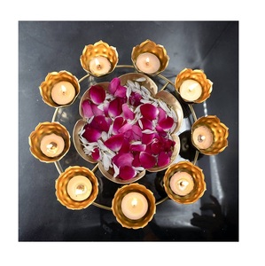 Floral & <b>Marvelous</b> Design Round Iron Urli with Leafs for Home <b>Decoration</b> Table Decor for <b>Parties</b> with Hot Sale at Best - Product Image 4