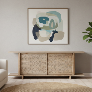 Aparador de Madera de Mango Jacquard con Puertas Corredizas con Diseño de Puntos y Estantes Funcionales - Product Image 1