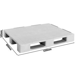 (12 piezas) - Palé Europeo 1200x800mm - Plástico ABS Higiénico - Capacidad de Carga: 4000kg - Gris - Product Image 2