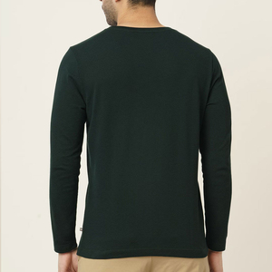 Nouveau T-shirt à manches longues pour homme 100% coton Fabriqué en coton uni à manches longues Chemise décontractée pour homme Col rond à manches longues Hauts quotidiens pour homme T-shirts pour homme - Product Image 4