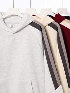 Fabricant de sweats à capuche, fourniture en gros, sweats à capuche personnalisés en polyester 100% 330 g/m², manches raglan, sweats à capuche rayés - Product Image 5