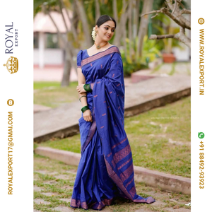 Nueva colección de Sari de seda Lichi suave con diseño de Priesting en Tarifa mayorista de Royal Export Surat - Product Image 5