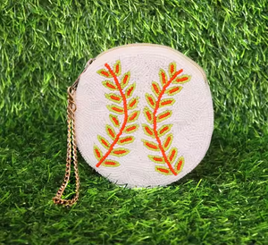 กระเป๋าใส่เหรียญทรงกลมน้ำหนักเบาสำหรับผู้หญิงกระเป๋าปักลายเบสบอลทำด้วยมือพร้อมซิปปิดดีไซน์ล่าสุดโดยงานฝีมือ MD - Product Image 3