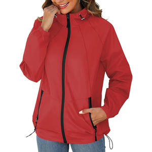 Chaqueta Impermeable Personalizable para Mujer con Capucha con Cremallera y Bolsillos, Cortavientos Delgada para Exteriores, Chaquetas Desechables - Product Image 3