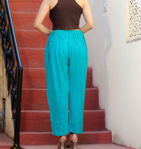Pantalones de Moda 2024 para Mujer, de Alta Calidad, Holgados, de Rayón, Color Sólido, Cintura Alta, Lujosos, Ligeros, de Secado Rápido y Transpirables - Product Image 4