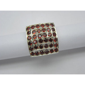 Shah Gems Women's Natural Garnet <b>Ring</b> in 925 Sterling <b>Silver</b> Rhodium Plated Fine Jewelry with <b>Statement</b> Style for Everyday Wear - Product Image 1