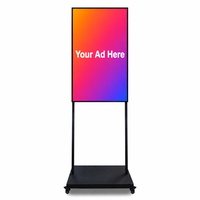 Afficheur publicitaire vertical, signalisation numérique mobile, hauteur réglable automatiquement, affichage sur pied, système d'exploitation Android, alliage d'aluminium