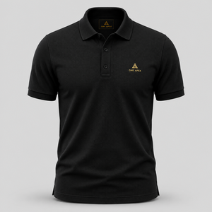 Polo de luxe noir pour homme avec logo brodé or, en piqué de coton premium, idéal pour le golf, fabrication OEM/ODM, vêtements d'entreprise, uniforme, haut de gamme. - Product Image 5