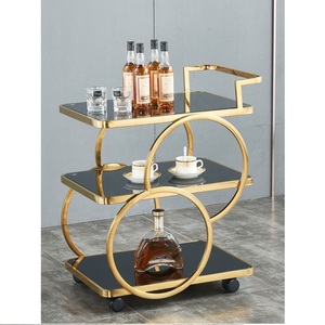 Carrito de servicio de 2 niveles SS con estilo de Metal moderno para uso en la oficina del hotel en el hogar a precio mayorista y barato Carrito cromado para - Product Image 3