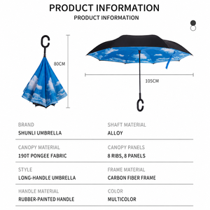 Promotional Gifts Automatic Open 23 Inch Reverse Double Layers <b>Windproof</b> 50mph Custom Logo C Shape Handle Straight <b>Umbrella</b> - Product Image 2