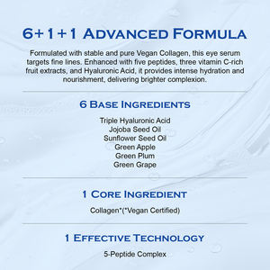 Crema de Ojos Vegana con Colágeno OEM 25ml, Antienvejecimiento, Anti-hinchazón, Ojeras, Ácido Hialurónico, Péptidos, Suero en Roll-on 8 en 1 - Product Image 6