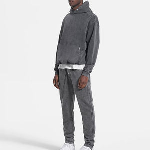 Survêtement respirant d'hiver solide délavé à l'acide personnalisé à bas prix pour hommes ensemble de jogging deux pièces dernier style - Product Image 4