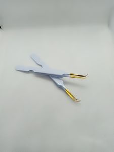 แหนบหยดสีขาวสำหรับการต่อขนตาคอลเลกชั่นที่จับแบบเรียบสแตนเลสเครื่องมือขายส่ง - Product Image 5