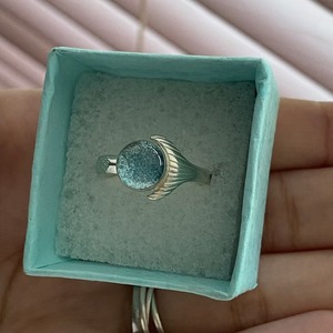 Silver Plated Brass Aqua Blue <b>Stone</b> <b>Ring</b> Round Cabochon Vintage Dainty Adjustable Statement Jewelry Wholesale Women Girls - Product Image 4