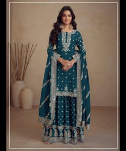 Indian Cotton Salwar Kurta for Women in Hot Lawn Party Wear Design with Stylish 3 Piece Dupatta and Classic Robe - Product Image 1