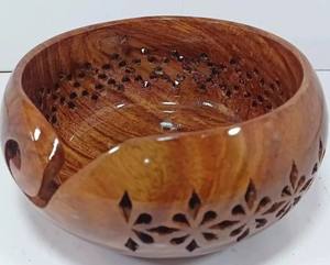 Handcrafted Rosewood Yarn Bowl with Swirl and Holes <b>for</b> Knitting Crochet Yarn Holder Wooden Bowl Knitting Bowl <b>Gift</b> <b>for</b> <b>Knitters</b> - Product Image 1