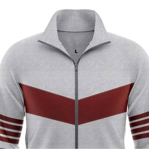 Contraste de couleur gris chiné et rouge avec motif rayé OEM Logo personnalisé Sportswear Activewear Ensembles deux pièces Survêtements Adultes - Product Image 5