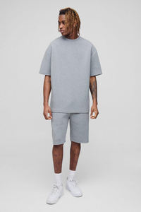 2025 survêtement de qualité supérieure ensembles de shorts et de t-shirts de conception tendance 100% coton Logo personnalisé ensemble jumeau surdimensionné pour hommes - Product Image 4