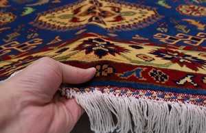 Tapis en laine noué à la main afghan bleu tribal Kazak personnalisable 5x8 6x9 9x12 tailles pour salon utilisation pique-nique - Product Image 5