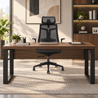 Chaise de bureau à dossier haut en maille avec appui-tête réglable, cadre noir, verrouillage 3 positions pour bureau de direction