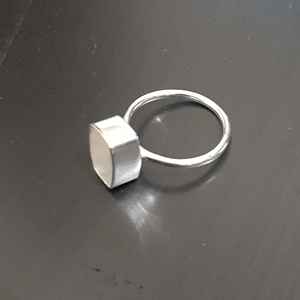 Bague fine en argent massif 925 véritable Octogone 6x10MM avec lunette ronde, semi-monture vierge, bague simple pour femme. - Product Image 4