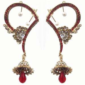 Kriaa 18K Gold Plated Austrian Stone <b>Ear</b> <b>Cuff</b> Jhumki <b>Earrings</b> Geometric Studs for Parties and Weddings-1300503 - Product Image 1