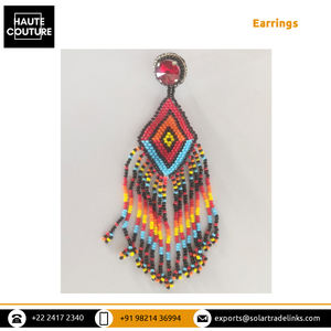 Pendientes Hechos a Mano con Cuentas para Mujer, Estilo Bohemio, Mexicano, Coloridos, Grandes, Largos, con Borlas y Cuentas de Semillas - Product Image 2