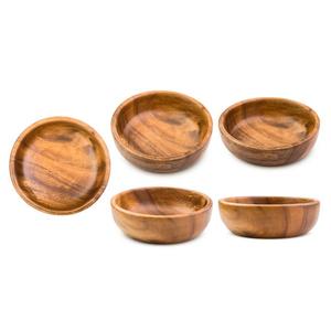 Ensemble de 4 bols arrondis en bois de mangue pour vaisselle de table, ustensiles de cuisine, bols de service pour aliments et légumes verts - Product Image 2