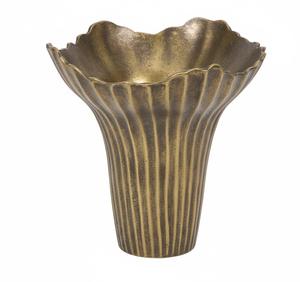 Vase à fleurs en métal côtelé en laiton antique, décoration artisanale de luxe, jardinière cannelée, décoration de table pour la maison, l'hôtel, le centre de table de mariage - Product Image 1