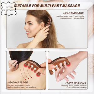 Venta caliente masajeador de cuero cabelludo portátil sándalo Natural peine de pelo de dientes anchos para masaje corporal al por mayor peine de masaje de cuero cabelludo - Product Image 5