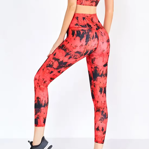 Venta al por mayor de cintura alta Scrunch Butt Lift entrenamiento Tie Dye Tight Yoga pantalones fruncidos Botín deporte sin costuras Yoga Leggings para mujeres - Product Image 4