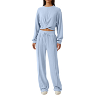 Ensemble d'hiver personnalisé avec logo 2025, nouveau pull à capuche en toile respirante pour femmes et pantalon en tricot, 2 pièces