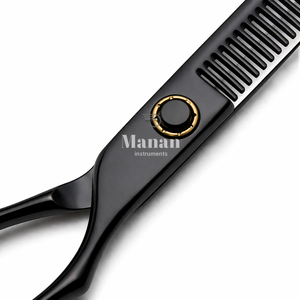 Ciseaux de coiffure de luxe pour effiler les cheveux, 6,5 pouces, ciseaux texturisants en acier inoxydable, outil de barbier, logo personnalisé, pour droitiers, 32 dents - Product Image 4