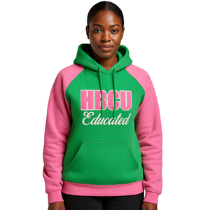 Sweat à capuche à manches raglan vert, broderie en chenille, sororité grecque Divine Nine, vêtements personnalisés, sweat à capuche HBCU - Product Image 1