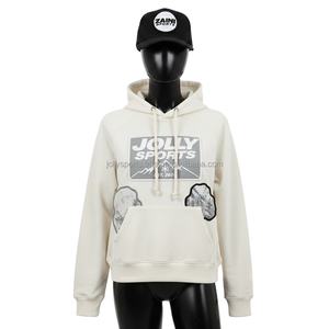 Sudadera con capucha para mujer, premium, 320GSM, algodón y poliéster, tela suave, color blanco, logotipo personalizado con serigrafía, sudaderas básicas para mujer - Product Image 6