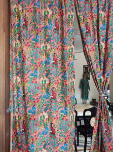 Hermosas cortinas y cenefas indio de algodón con estampado floral de melocotón, tratamientos de ventana para habitaciones - Product Image 6