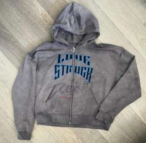 Sudadera con capucha de lavado ácido pesado de alta calidad 100% algodón ropa de calle recortada bordado de angustia cremallera Premium esencial de invierno - Product Image 1