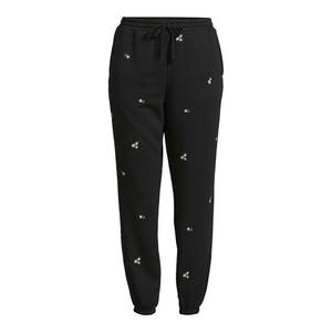 Nueva llegada OEM diseño personalizado bordado impresión ropa de mujer Pantalones 100% algodón cordón cintura negro Pantalones - Product Image 3