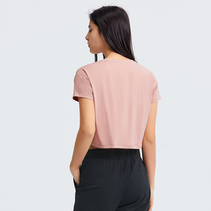 Camisetas cortas de calidad superior para mujer 100% algodón ligero transpirable manga corta Streetwear estilo logotipo personalizado - Product Image 2